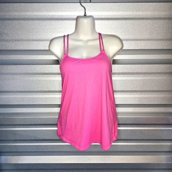 LULULEMON size 4 Make a Move Tank 2-in-1 Built-in bra Open Back PINK Draped - Picture 2 of 8